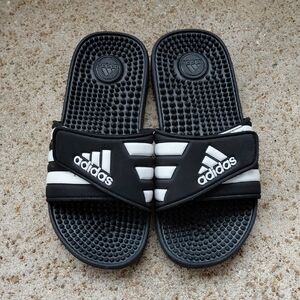 Adidas Black and White Slide Sandals